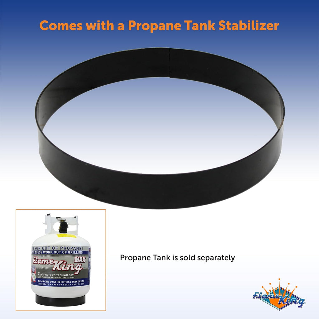 Flame King Smokeless Propane Fire Pit, 24-inch Portable Firebowl, 58K BTU with Self Igniter, Cover, & Carry Straps for RV, Camping, & Outdoor Living