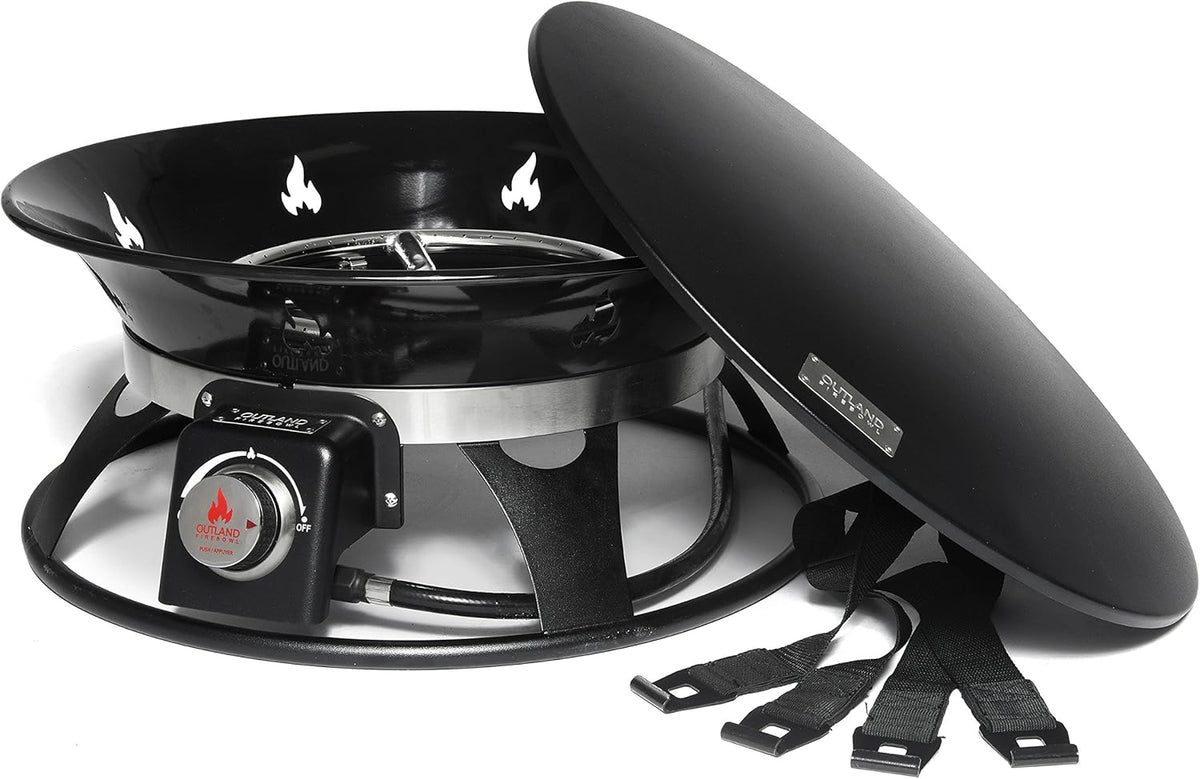 Outland Living Portable Propane Fire Pit, 21-inch, 58,000 BTU with Fire Pit Cover & Carry Kit, Smokeless Gas Firebowl | Perfect for Camping, Patio, Backyard, Tailgating, Deck, RV| Black 863 Cypress