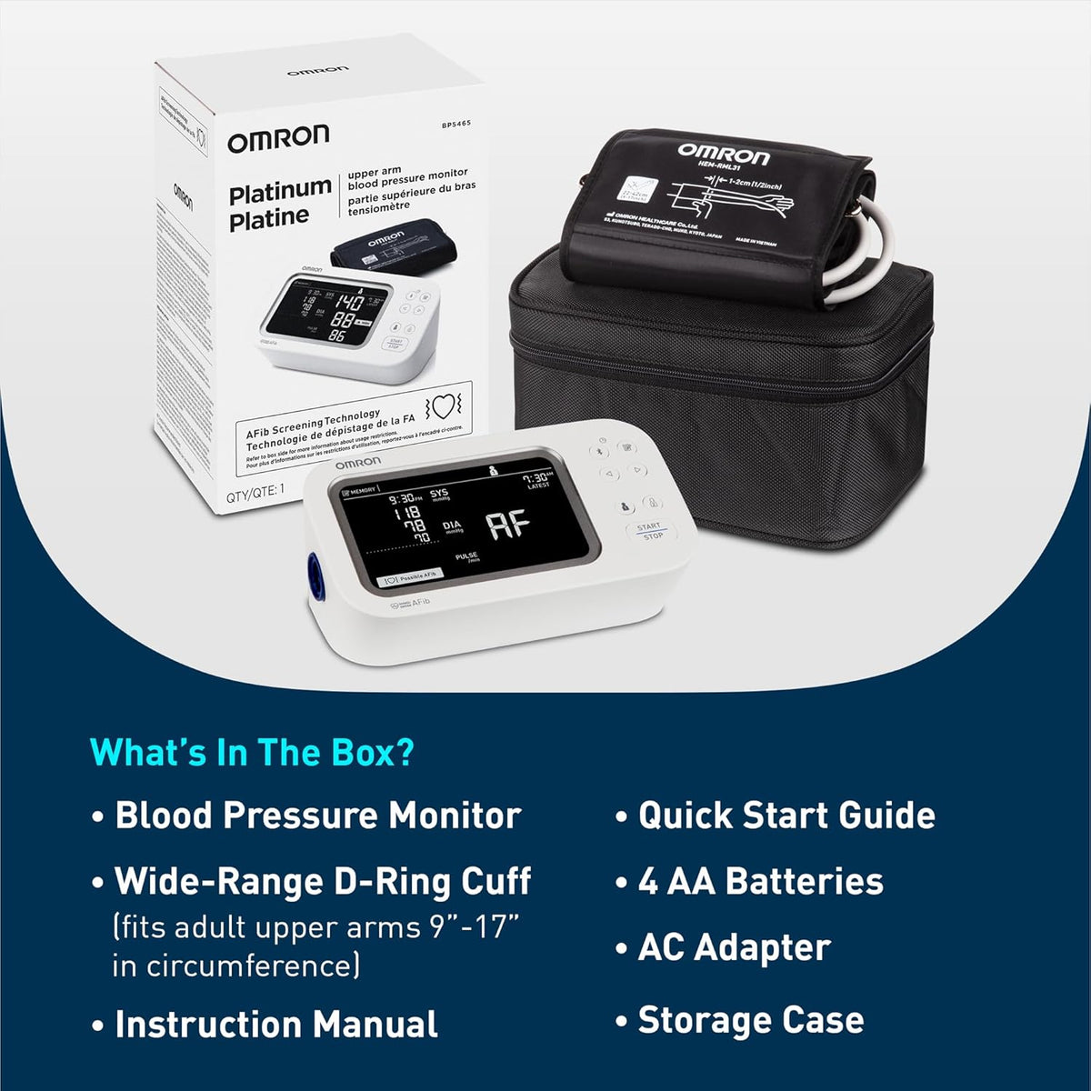 OMRON Platinum Blood Pressure Monitor for Home Use & Upper Arm Blood Pressure Cuff - #1 Doctor & Pharmacist Recommended Brand - Clinically Validated - AFib Detection - Connect App