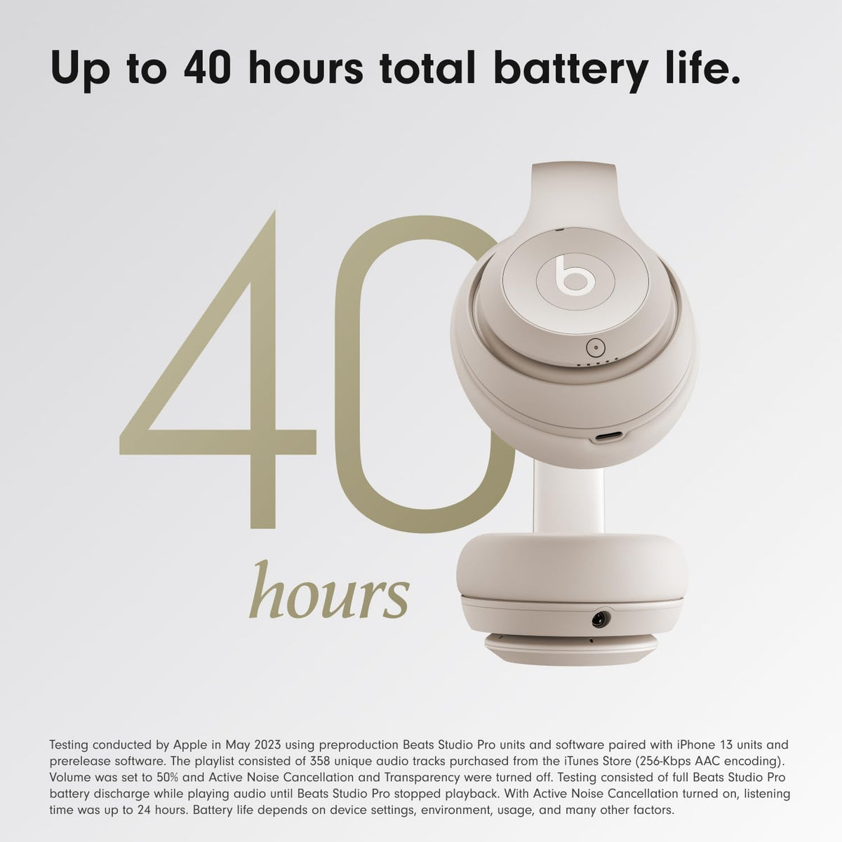 Beats Studio Pro Premium Wireless Over-Ear Headphones- Up to 40-Hour Battery Life, Active Noise Cancelling, Great for Travel & Commuting, USB-C Lossless Audio, Apple & Android Compatible - Sandstone
