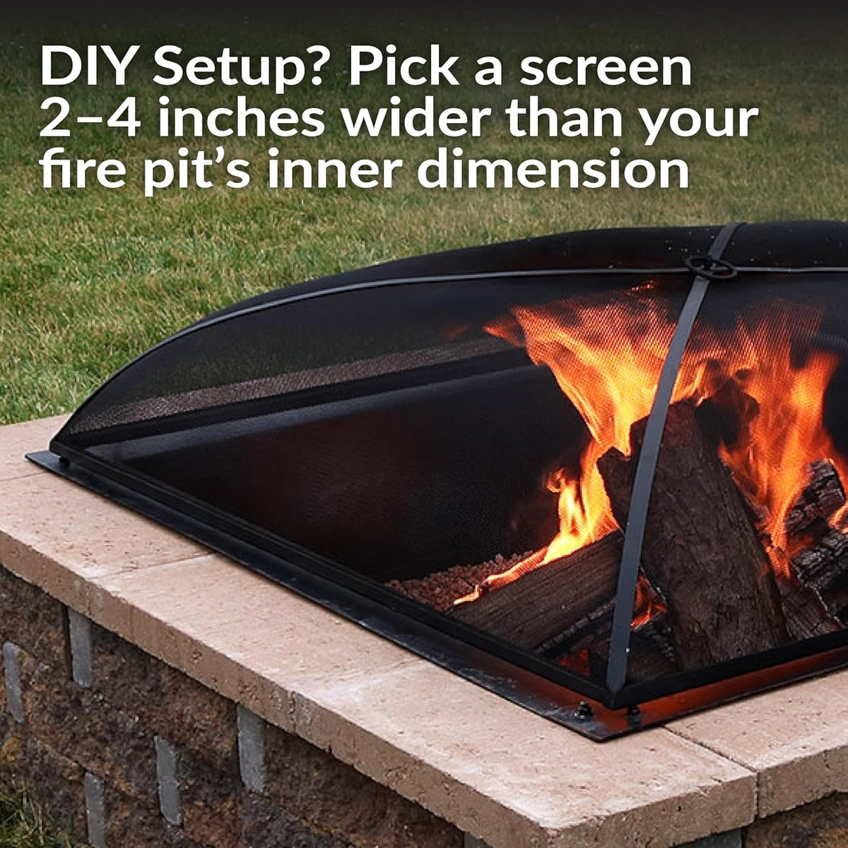Sunnydaze Heavy-Duty Steel Mesh Fire Pit Spark Screen Cover - Outdoor Fire Pit Screen Cover - Square - Black - 36-Inch