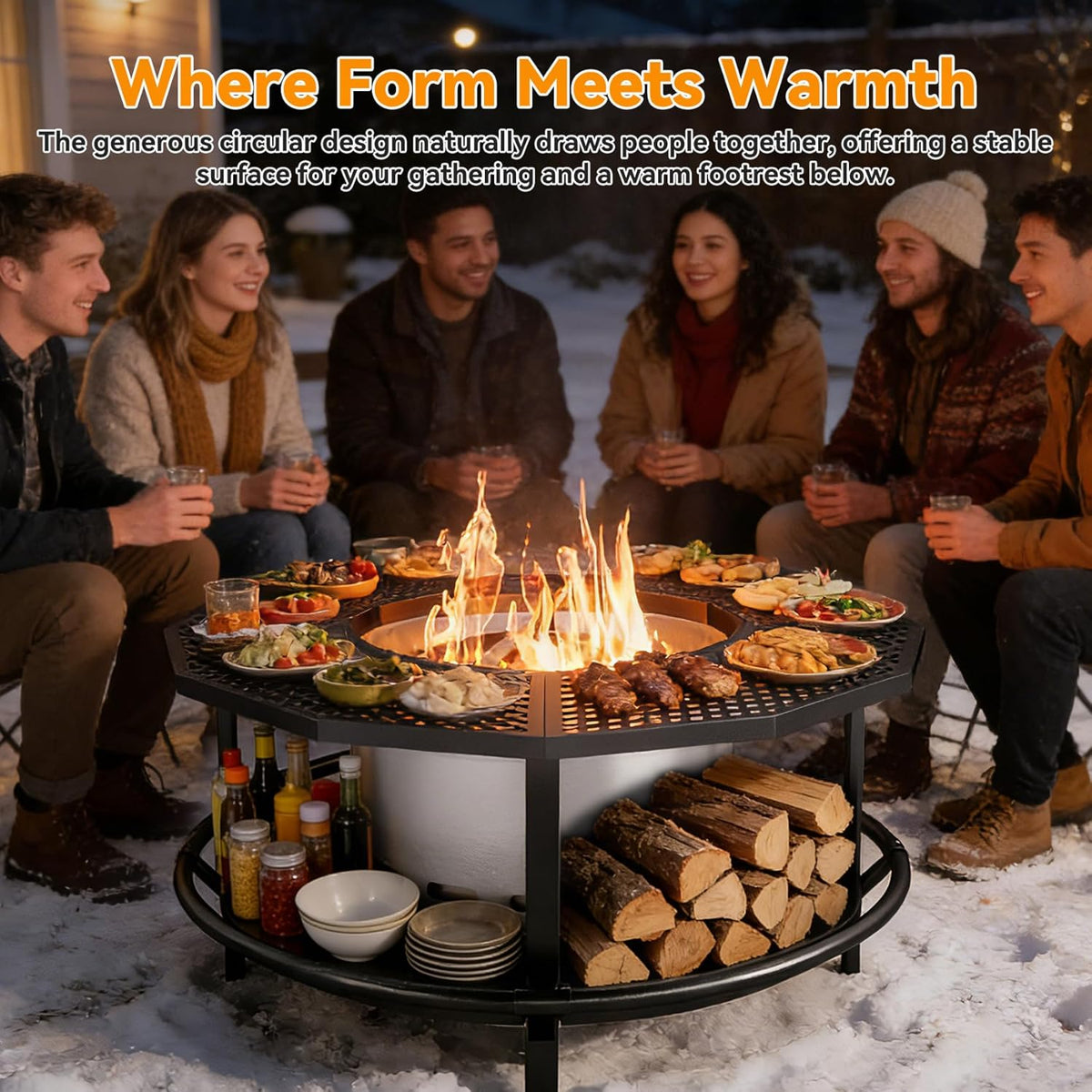 Fire Pit Surround Tabletop - 360° Fire Pit Guard for Solo Stove Bonfire & Ranger, Portable Protective Barrier for Wood Burning Fire Pits Up to ⌀21", UV-Resistant Outdoor Fabric (Firepit Not Included)