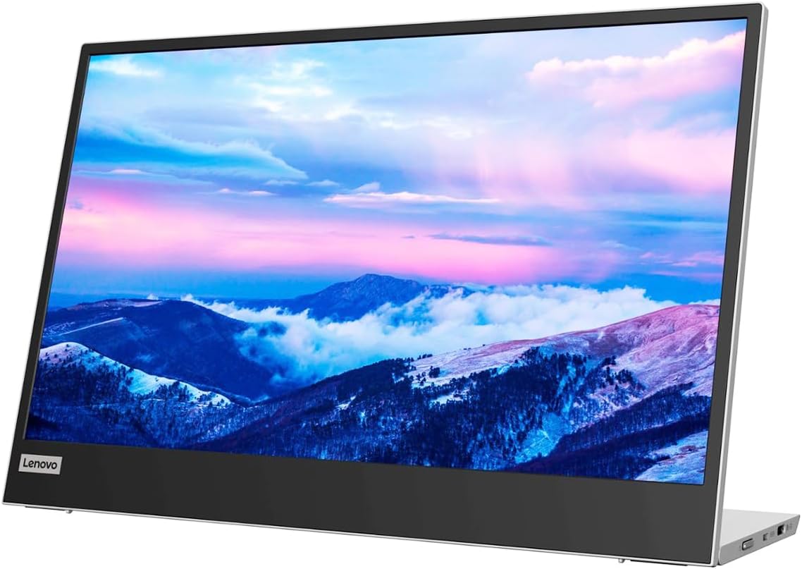 Lenovo L15 Portable Monitor, 15.6” Display, Full HD Resolution, IPS Panel, 250 nits Brightness, 60Hz Refresh Rate, USB-C Ports, Height-Adjustable Stand, Flicker-Free Technology, Grey
