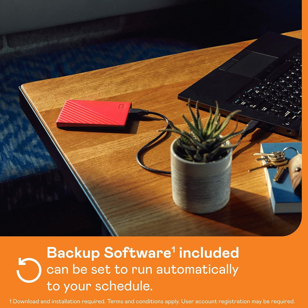 WD 2TB My Passport, Portable External Hard Drive, Red, backup software with defense against ransomware, and password protection, USB 3.1/USB 3.0 compatible - WDBYVG0020BRD-WESN