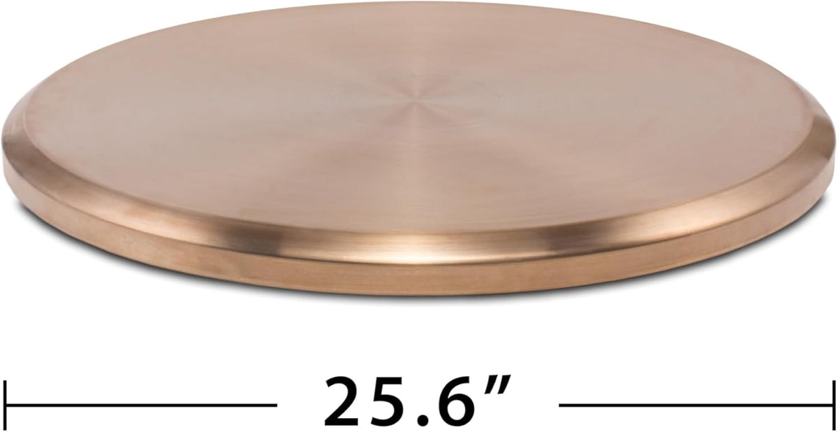 TIKI Patio & Celebration Tabletop Fire Pit Cover – 25.6" Durable Stainless Steel Lid – Weather-Resistant Outdoor Fire Pit Protection – Converts Fire Pit into Table – Patio & Backyard Accessory, Gold