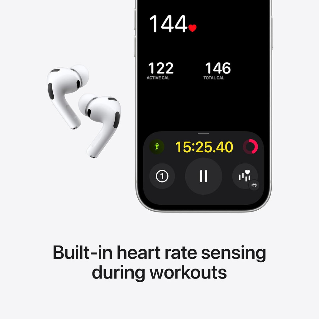 Apple AirPods Pro 3 Wireless Earbuds, Active Noise Cancellation, Live Translation, Heart Rate Sensing, Hearing Aid Feature, Bluetooth Headphones, Spatial Audio, High-Fidelity Sound, USB-C Charging