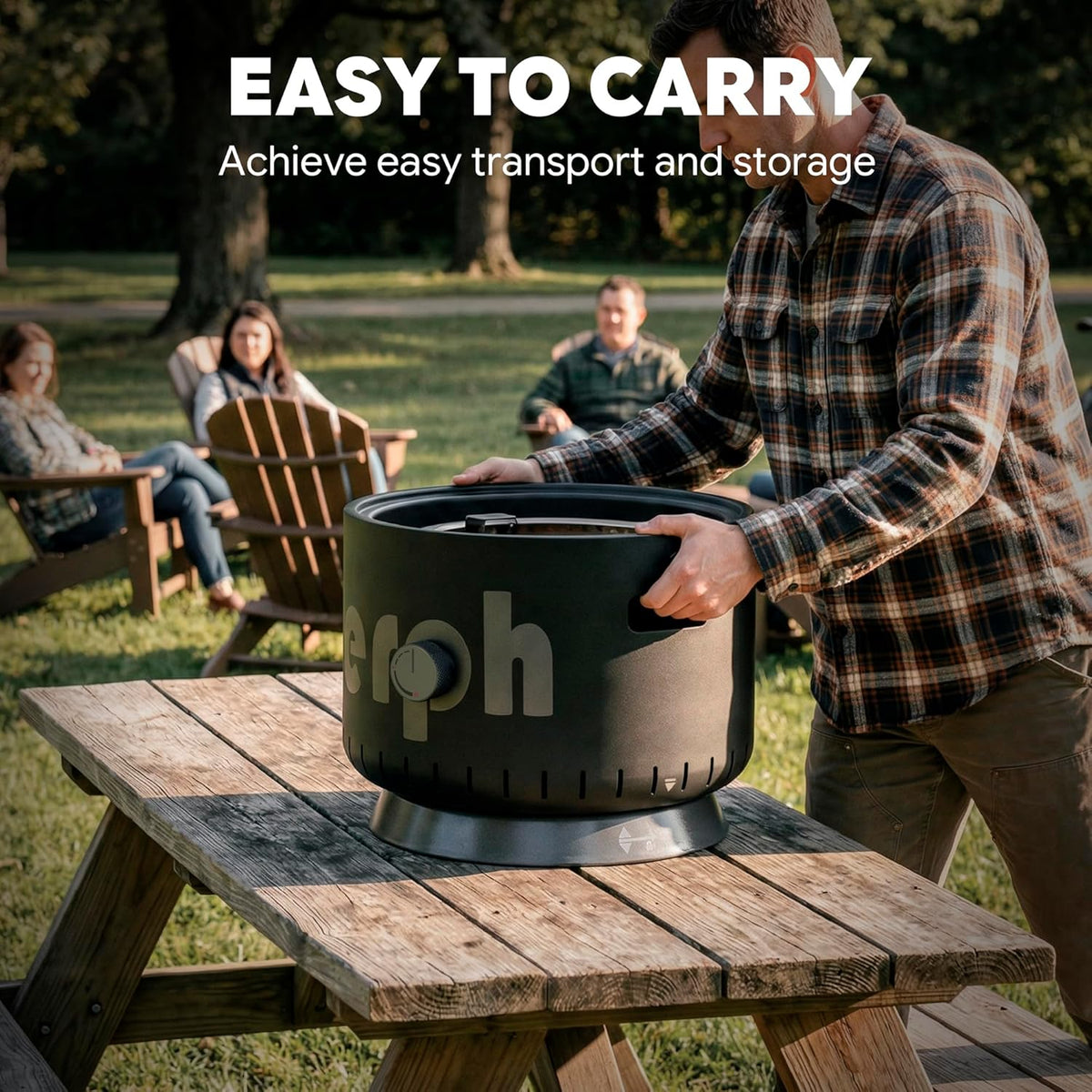 Werph 17-Inch Compact Propane Gas Fire Pit, 58,000 BTU, Lightweight with Locking 2-in-1 Lid & Pumice Stones, Perfect for Camping, RV, Picnic, Fishing, and Backyard, Black