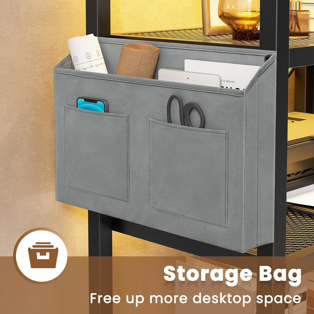 SEDETA 35.4” File Cabinet, Filing Cabinet fits Letter/A4 Size, 2 Drawe File Cabinets for Home Office with Power Strip, LED Lights, Lock, Open Shelf, Rustic Brown