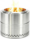 Smokeless Firepit Bonfire 20", Outside Wood Burning Metal Stove Stainless Steel Fire Pit with Carry Bag, Portable Camping Propane Patio Backyard, Easy Setup & Cleaning (Silver Without Hallow)