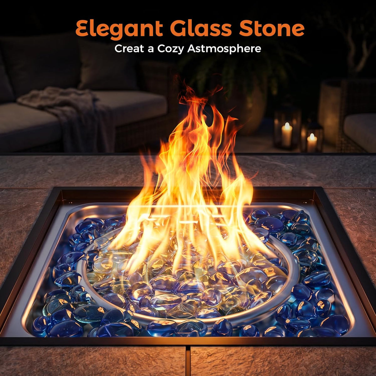BALI OUTDOORS Propane Gas Fire Pit Table 32 inch 50,000 BTU Square Gas Firepits for Outside, Brown