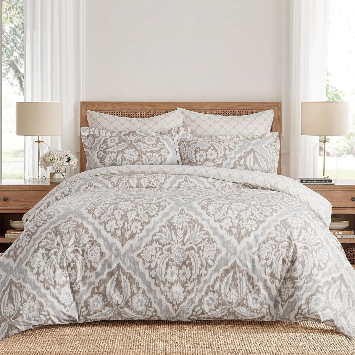 Levtex Home - Becker Taupe Duvet Cover Set - King Duvet Cover + Two King Pillow Cases - Ikat - Taupe, Grey and Cream - Duvet Cover (106 x 94in.) and Pillow Cases (36 x 20in.) - Cotton