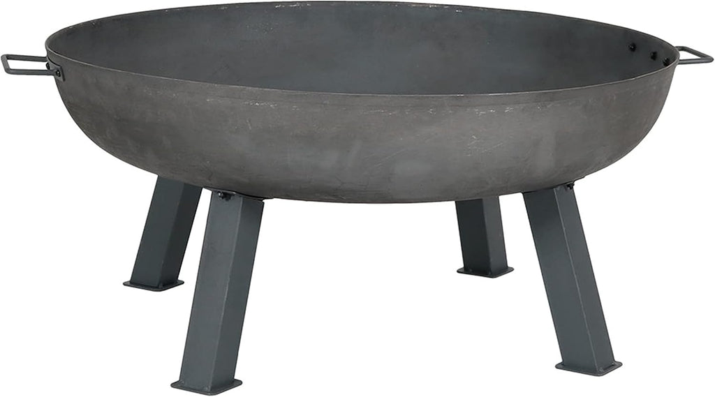 Sunnydaze Cast Iron Heavy Duty Fire Pit for Outside - Wood Burning Outdoor Fire Pit Bowl with Handles for Patio, Backyard, Camping - 34" - Gray