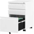 YITAHOME 3-Drawer Mobile File Cabinet with Lock, Office Storage Filing Cabinet for Legal/Letter Size, Pre-Assembled Metal File Cabinet Except Wheels Under Desk -White