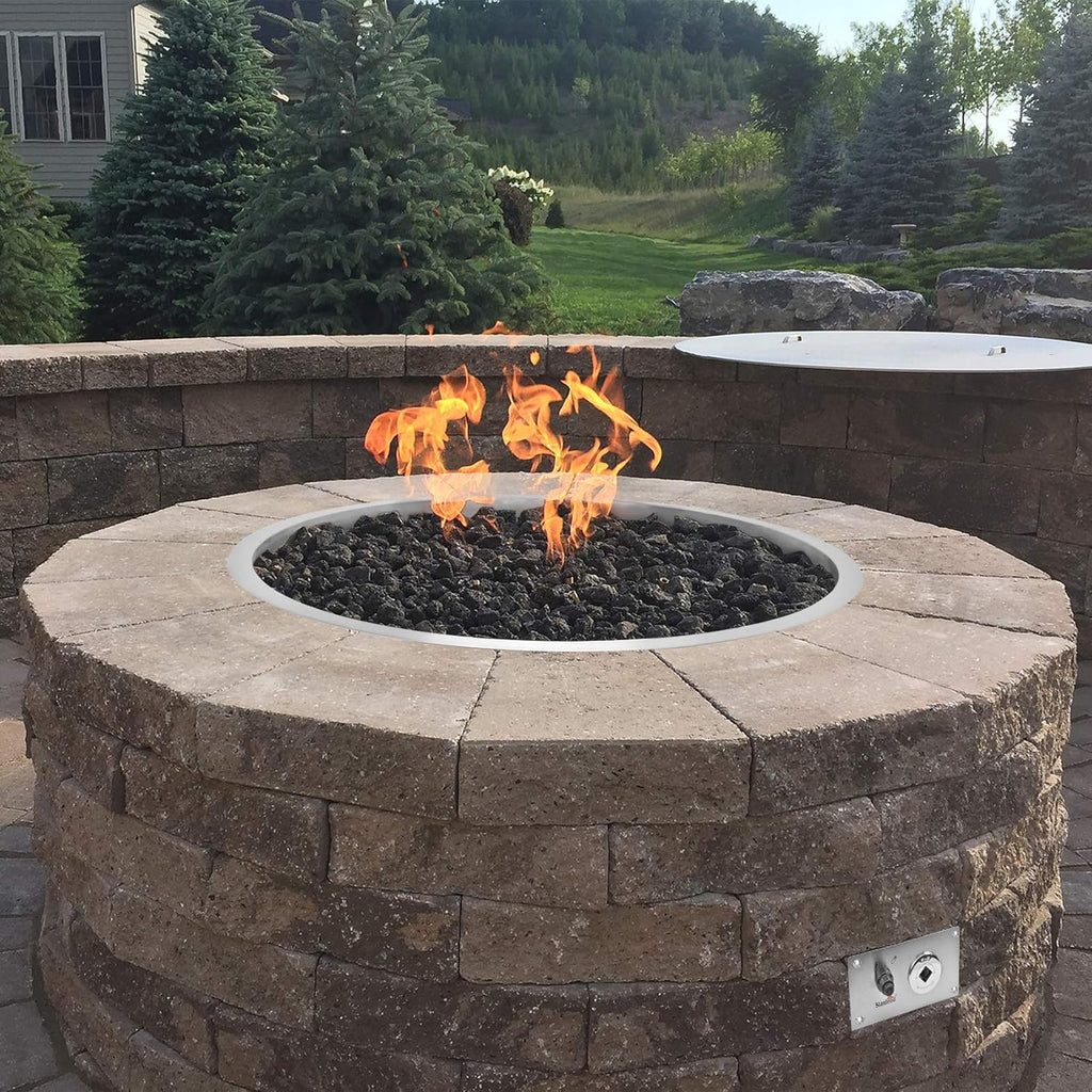 Stanbroil 31 Inch Drop-in Round Gas Fire Pit Kit with Spark Ignition Kit, 304 Stainless Steel Gas Firepit Burner Insert for DIY Fire Pit Table, Max 296,000 BTU - Natural Gas Version