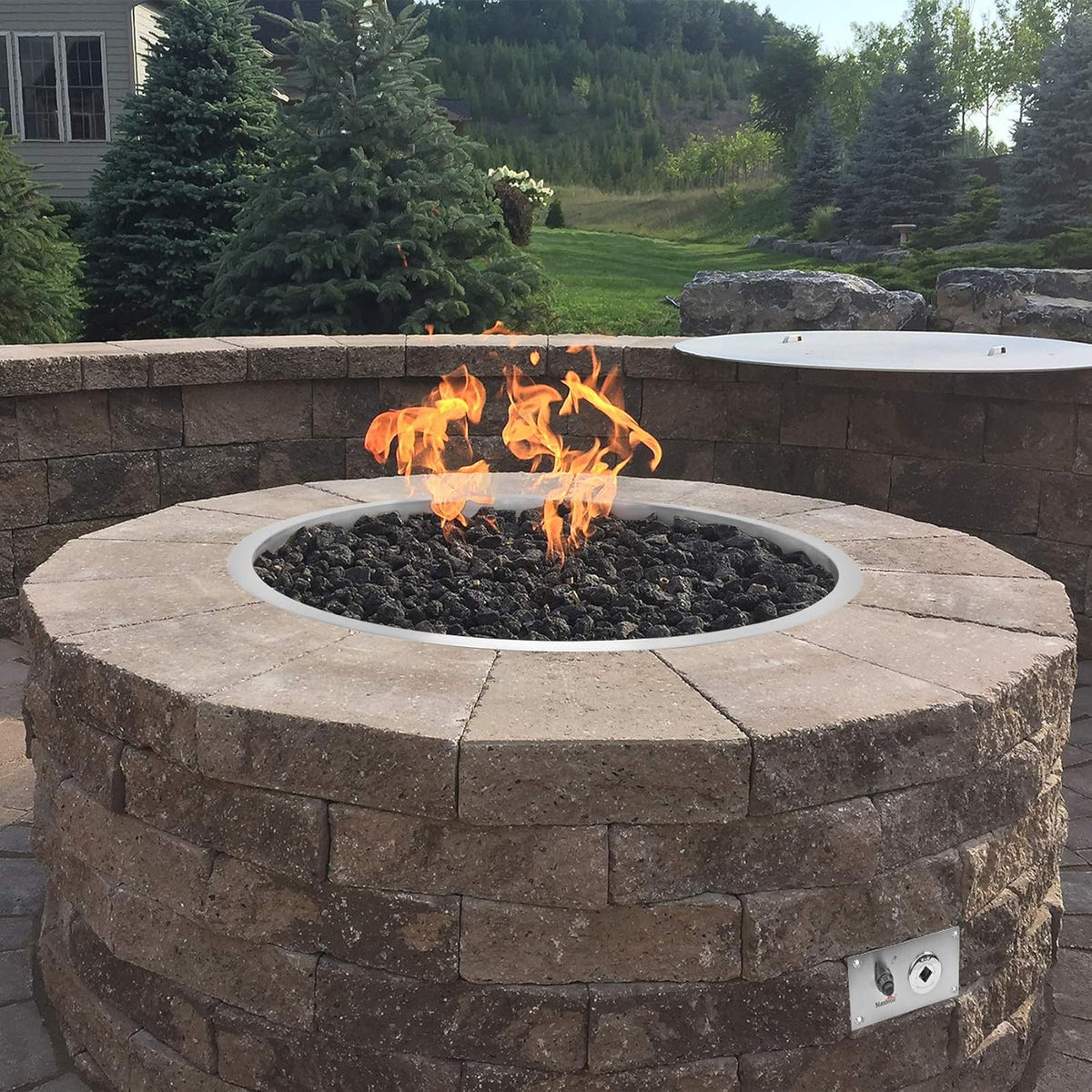 Stanbroil 31 Inch Drop-in Round Gas Fire Pit Kit with Spark Ignition Kit, 304 Stainless Steel Gas Firepit Burner Insert for DIY Fire Pit Table, Max 296,000 BTU - Natural Gas Version