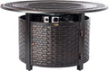 Fire Sense 62195 Bellante Woven Aluminum Convertible Gas Fire Pit Table 55,000 BTU Multi-Functional Outdoor with Fire Bowl Lid, Nylon Weather Cover & Clear Fire Glass - Bronze Finish - Round - 44"