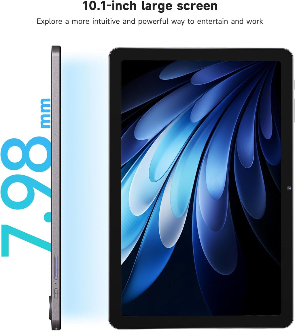 AOC 10.1 inch Android Tablet, Android 16 System, 120Hz Ultra-Smooth Display, 4GB RAM 128GB ROM (1TB Expandable), Octa-Core Processor, Widevine L1 for HD Streaming, Face Unlock, Slim Metal Body, GPS