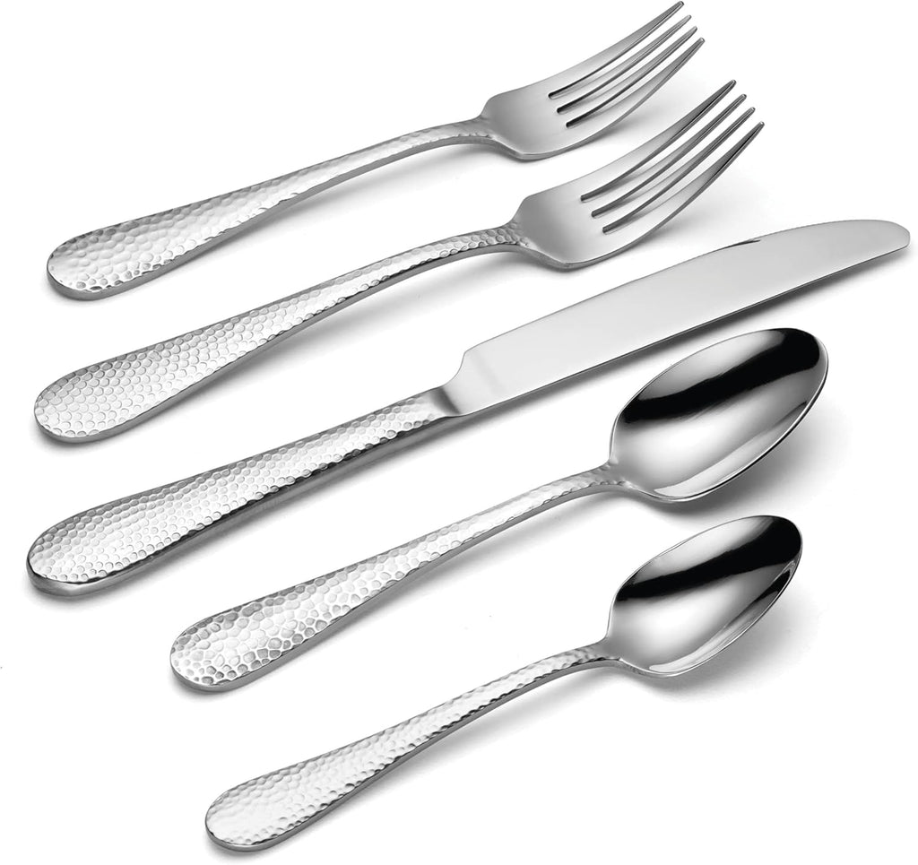 Oneida Silverware Set, Tibet 45 Piece Everyday Flatware Set, Service For 8, 18/0 Stainless Steel, Dishwasher Safe, Rust Resistant, Knives Spoons And Forks Sets, Home And Kitchen (Silver, 45 Piece)