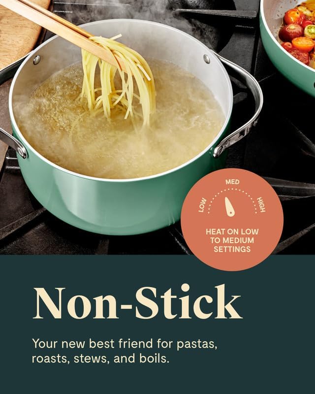 Caraway Nonstick Ceramic Dutch Oven Pot with Lid (6.5 qt, 10.5") - Non Toxic, PTFE & PFOA Free - Oven Safe & Compatible with All Stovetops (Gas, Electric & Induction) - Sage