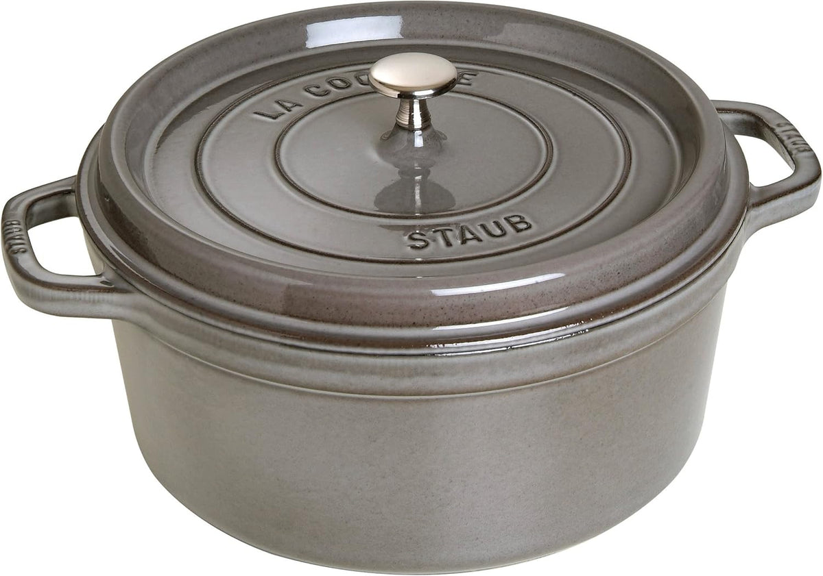 Staub 1003926 Cast Iron Roaster/Cocotte, Round 28 cm, 6.7 L, Graphite Grey