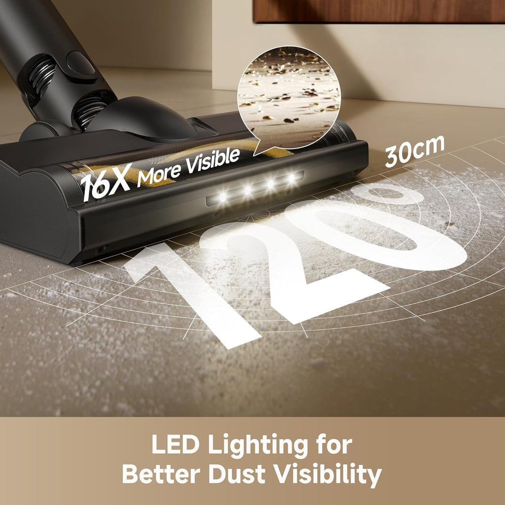 DREAME R10S Cordless Stick Vacuum with 180° Bendable Rod, Reaches Deep Under Beds & Furniture, 250W Suction, Up to 45-Minute Runtime, LED Headlight, for Hard Floors & Carpet