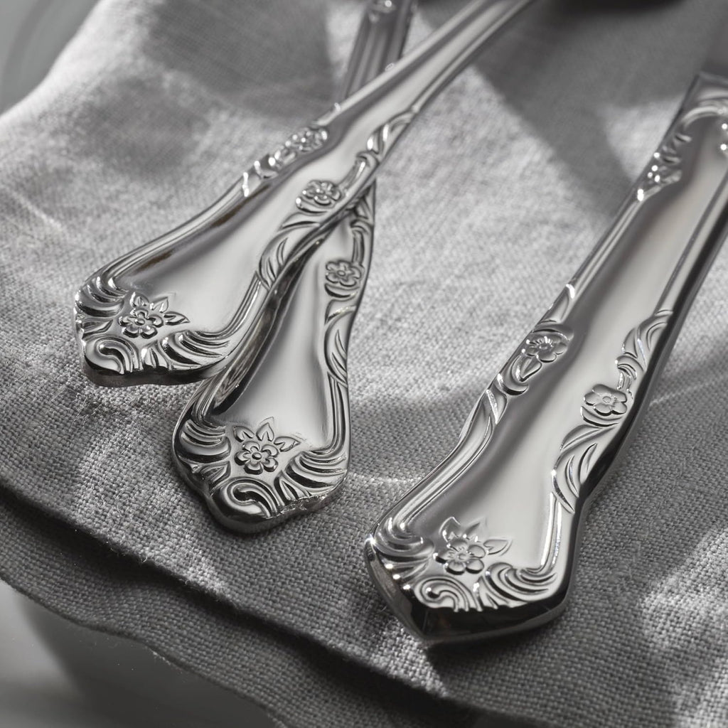 Oneida Silverware Set For 8, Azalea 45-Piece Everyday Flatware Set with Serving Utensils, Floral, Service For 8, 18/0 Stainless Steel, Dishwasher Safe, Knives Spoons And Forks Sets (Silver, 45 Pieces)