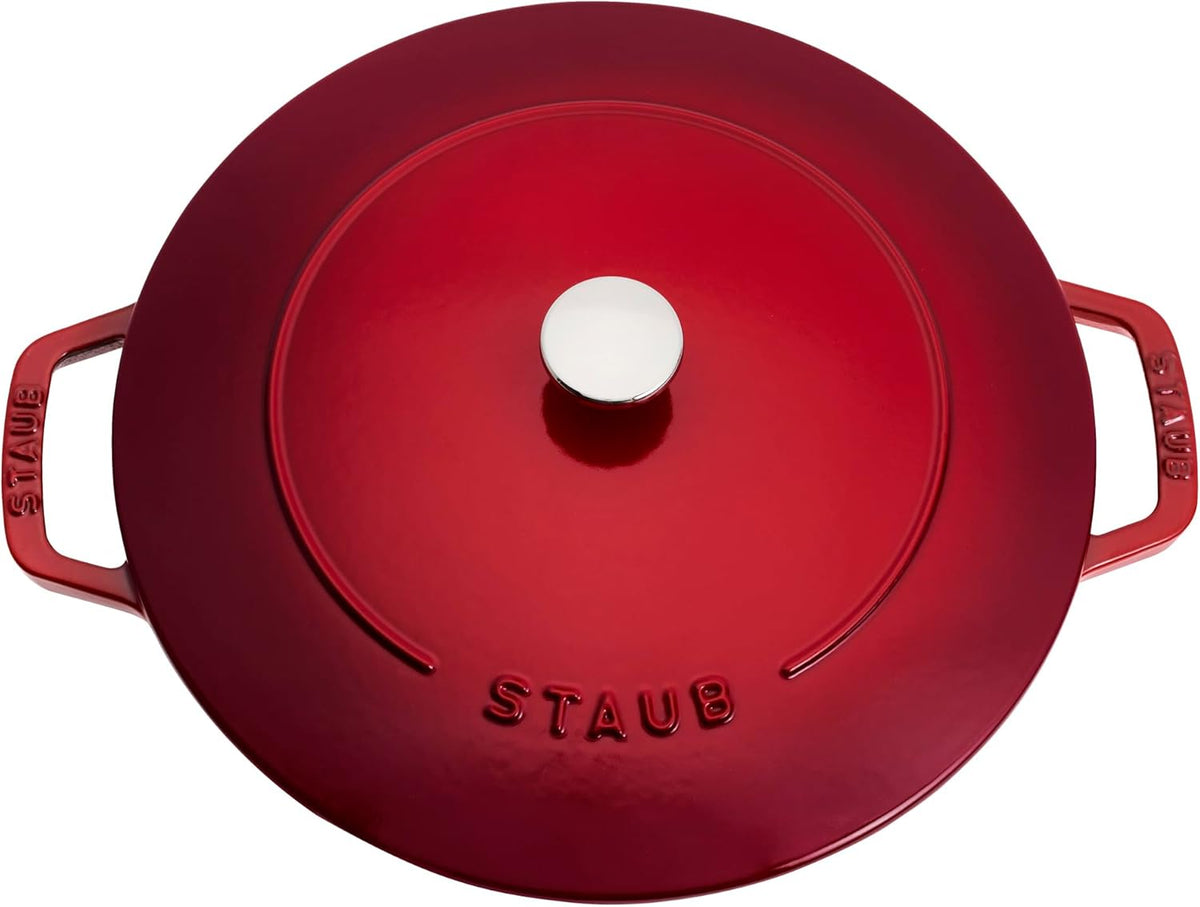 Staub Cast Iron Essential French Oven, Dutch Oven, 5-quart, serves 5-6, Made in France - Cherry