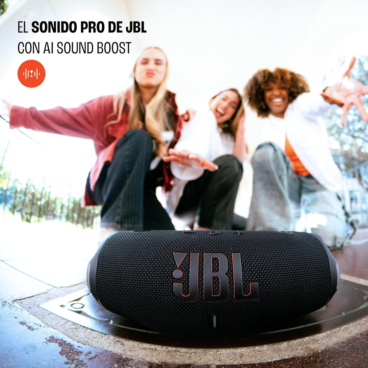 JBL Charge 6 - Portable Waterproof & Drop-Proof Bluetooth Speaker, Bold JBL Pro Sound with AI Sound Boost, 28Hrs of Playtime, Built-in powerbank & Comes with a Sturdy/Removable Carrying Strap (Black)
