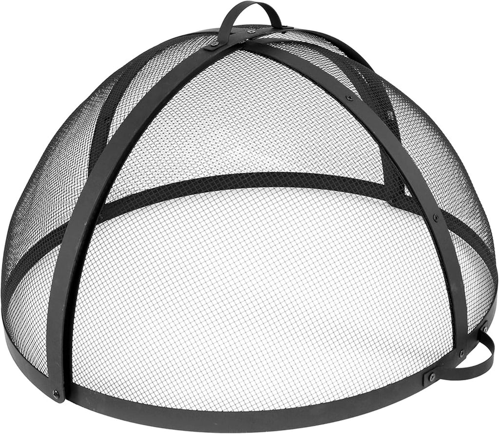 Sunnydaze Round Fire Pit Spark Screen Cover - Easy-Opening Outdoor Fire Pit Screen - Heavy‑Duty Steel Metal Mesh - 36" Diameter