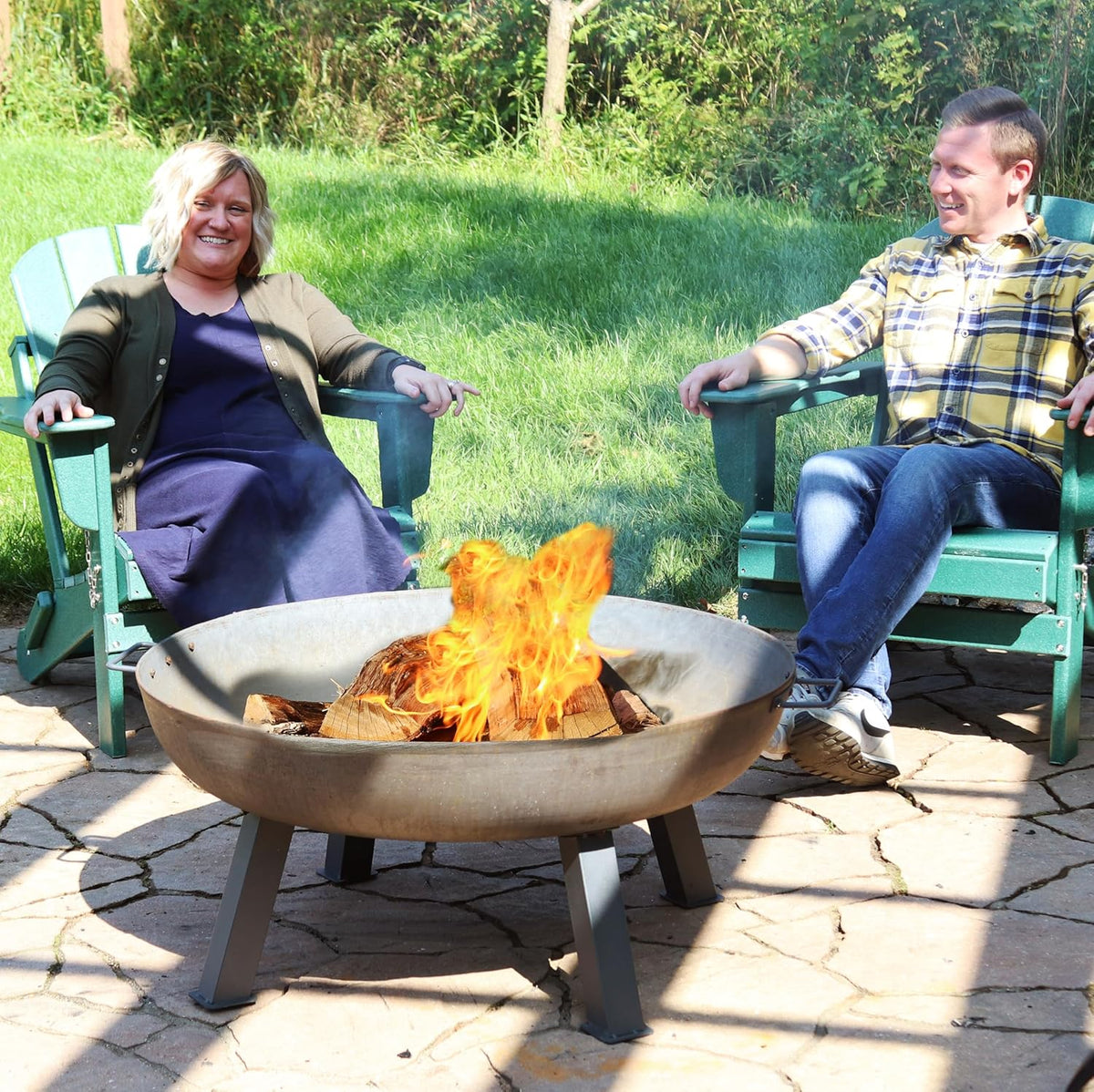 Sunnydaze Cast Iron Heavy Duty Fire Pit for Outside - Wood Burning Outdoor Fire Pit Bowl with Handles for Patio, Backyard, Camping - 34" - Gray