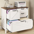 Halitaa Lateral File Cabinet with 4 Drawers, Farmhouse File Cabinet for Letter/Legal/A4 Size Hanging Files, Large Wood File Storage Cabinets Printer Stand for Home Office Cabinets, White with Lock