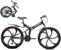 Outroad Folding Mountain Bike 26 Inch for Adult, 21-Speed Dual Suspension MTB Foldable Bicycle