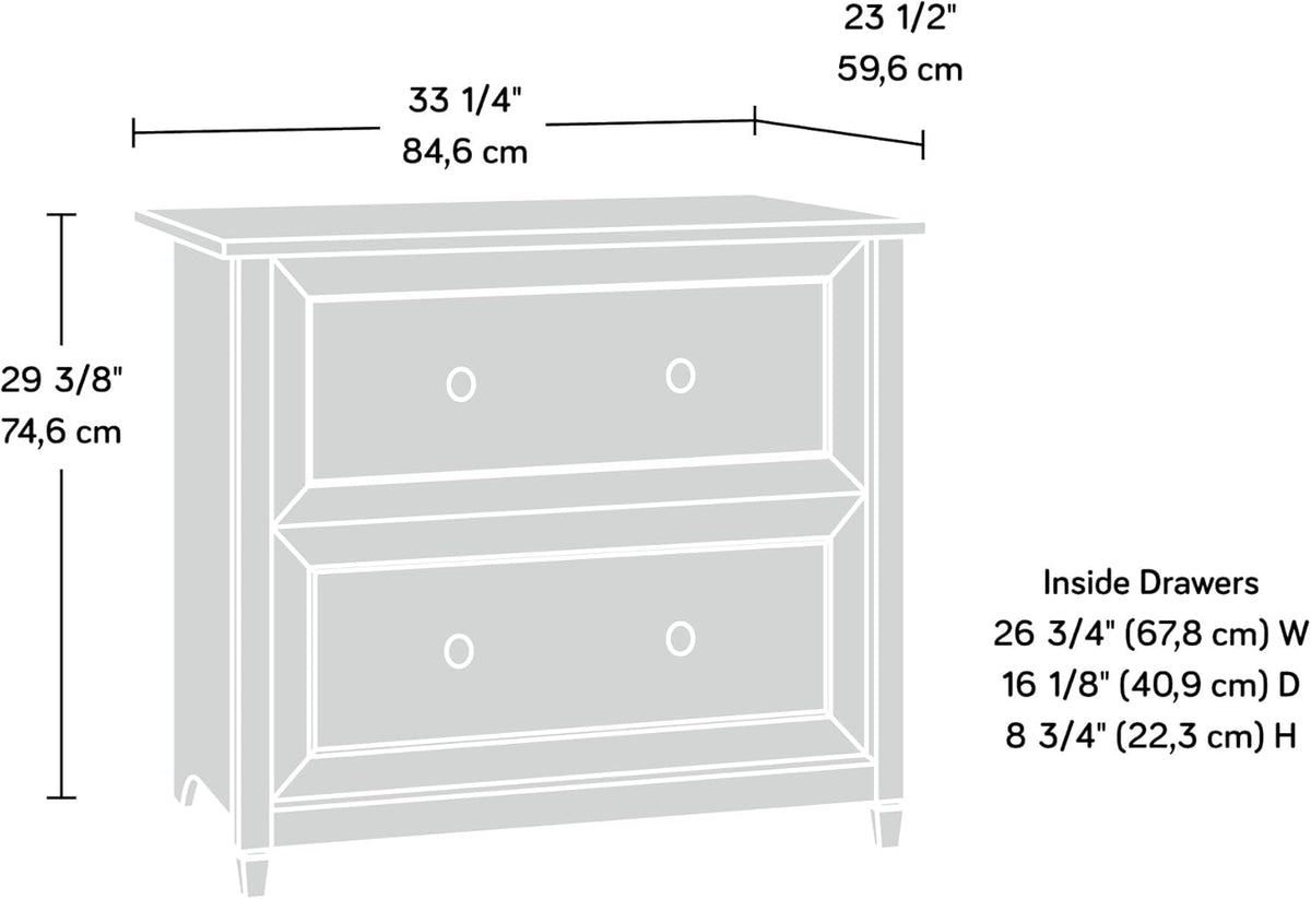 Sauder Edge Water 2 Drawer Lateral Filing Cabinet, Office File Cabinet, in Estate Black finish