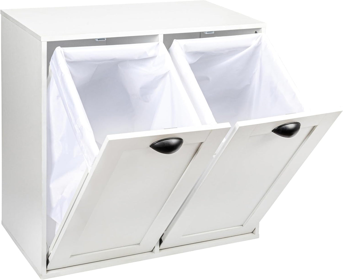 Household Essentials Laundry Sorter Cabinet, Scandi White Finish