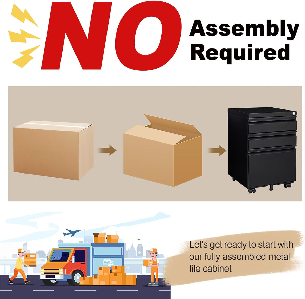 3 Drawer File Cabinet on Wheels,25.6" H Black Filing Cabinet with Lock,Under Desk Metal File Cabinet for Home Office Organizer Letters/Legal/A4(Fully Assembled)