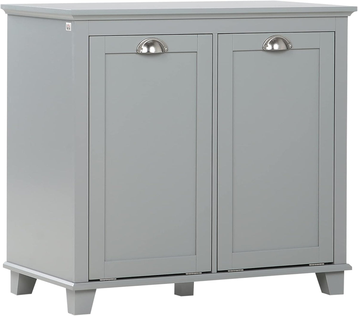 HOMCOM Dual Tilt Out Laundry Hamper Cabinet, Bathroom Storage Cabinet with 2-Compartment Hamper, Modern Bathroom Floor Cabinet for Washroom, Gray