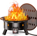 Ciays Large Propane Fire Pit 19 Inch, Gas Fire Pit with Grill Grate, Folding Legs, Hose Hooks, Propane Tank Holder, Cover & Carry Strap, Portable Outdoor Fire Pit for Camping, 58,000 BTU