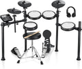 Donner DED-200 Electric Drum Sets with Quiet Mesh Drum Pads, 2 Cymbals w/Choke, 31 Kits and 450+ Sounds, Throne, Headphones, Sticks, USB MIDI, Melodics Lessons (5 Pads, 3 Cymbals)