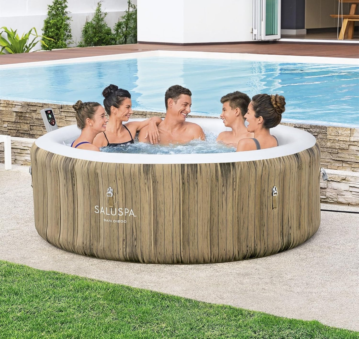 Inflatable Hot Tub Spa (71" x 26") | Portable Hot Tub with 2 Covers (1 Energy-Efficient Thermal Cover and 1 Standard Cover) | Fits Up to 2-4 Persons | Black