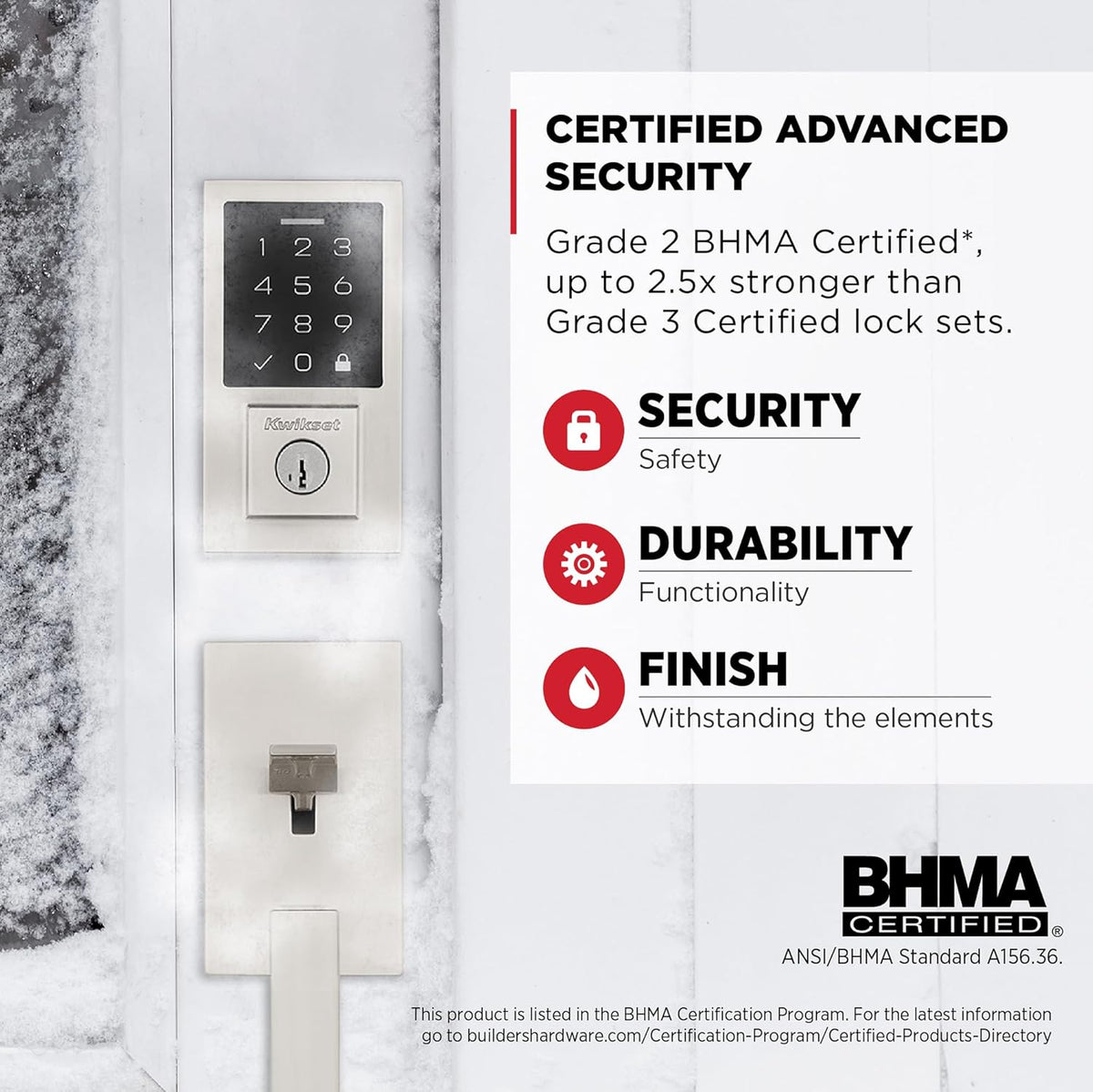 Kwikset SmartCode 270 Keyless Entry Electronic Touchpad Deadbolt Door Lock with Auto-Lock, Custom User Codes, Advanced Security in Satin Nickel Contemporary