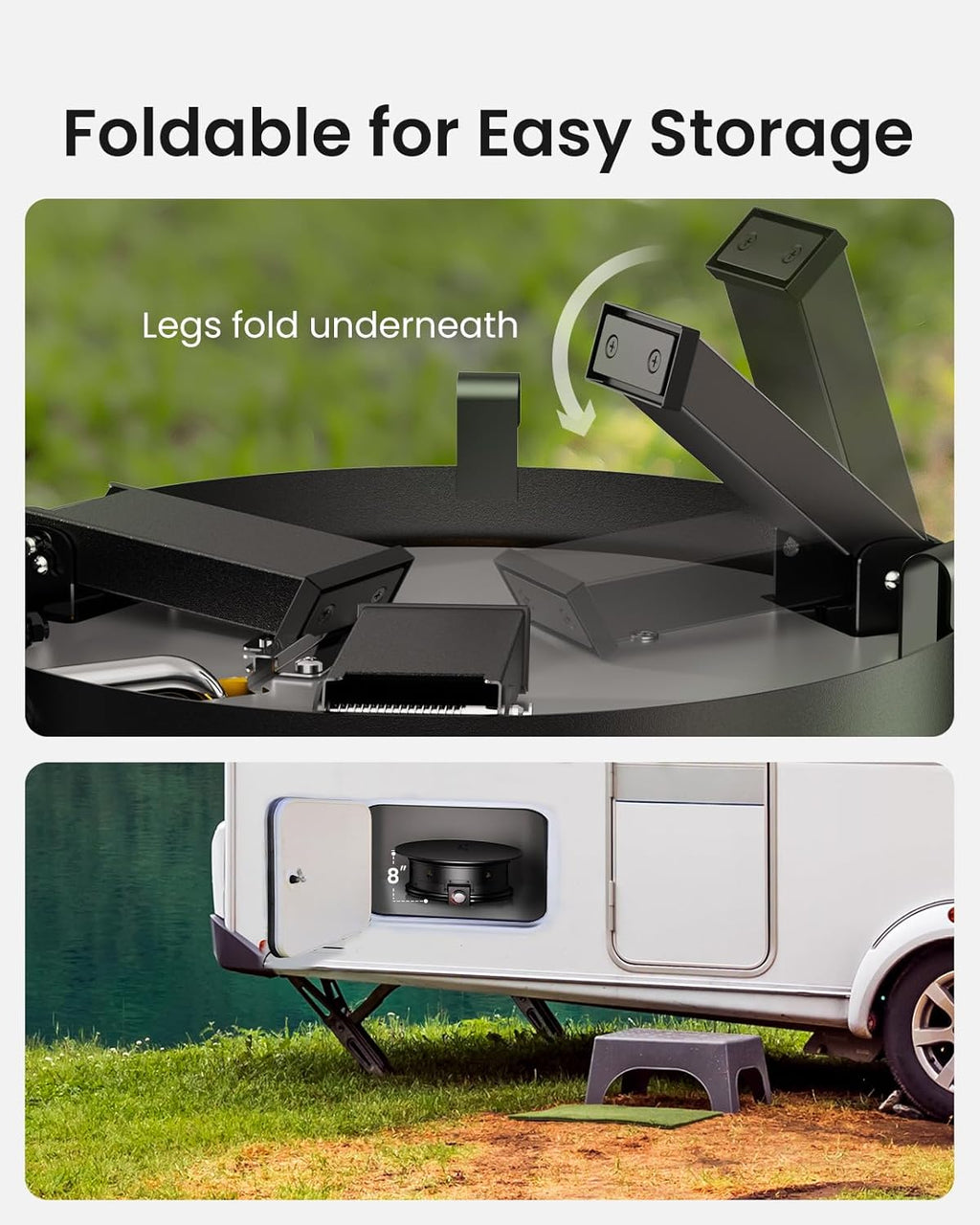 Ciays Large Propane Fire Pit 19 Inch, Gas Fire Pit with Grill Grate, Folding Legs, Hose Hooks, Propane Tank Holder, Cover & Carry Strap, Portable Outdoor Fire Pit for Camping, 58,000 BTU