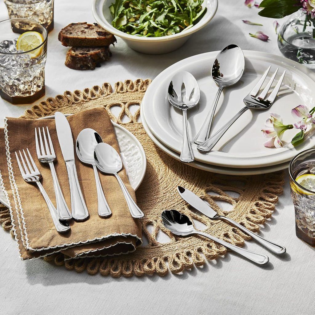 HENCKELS Alcea 65-Piece Flatware Set, Stainless Steel, Silver