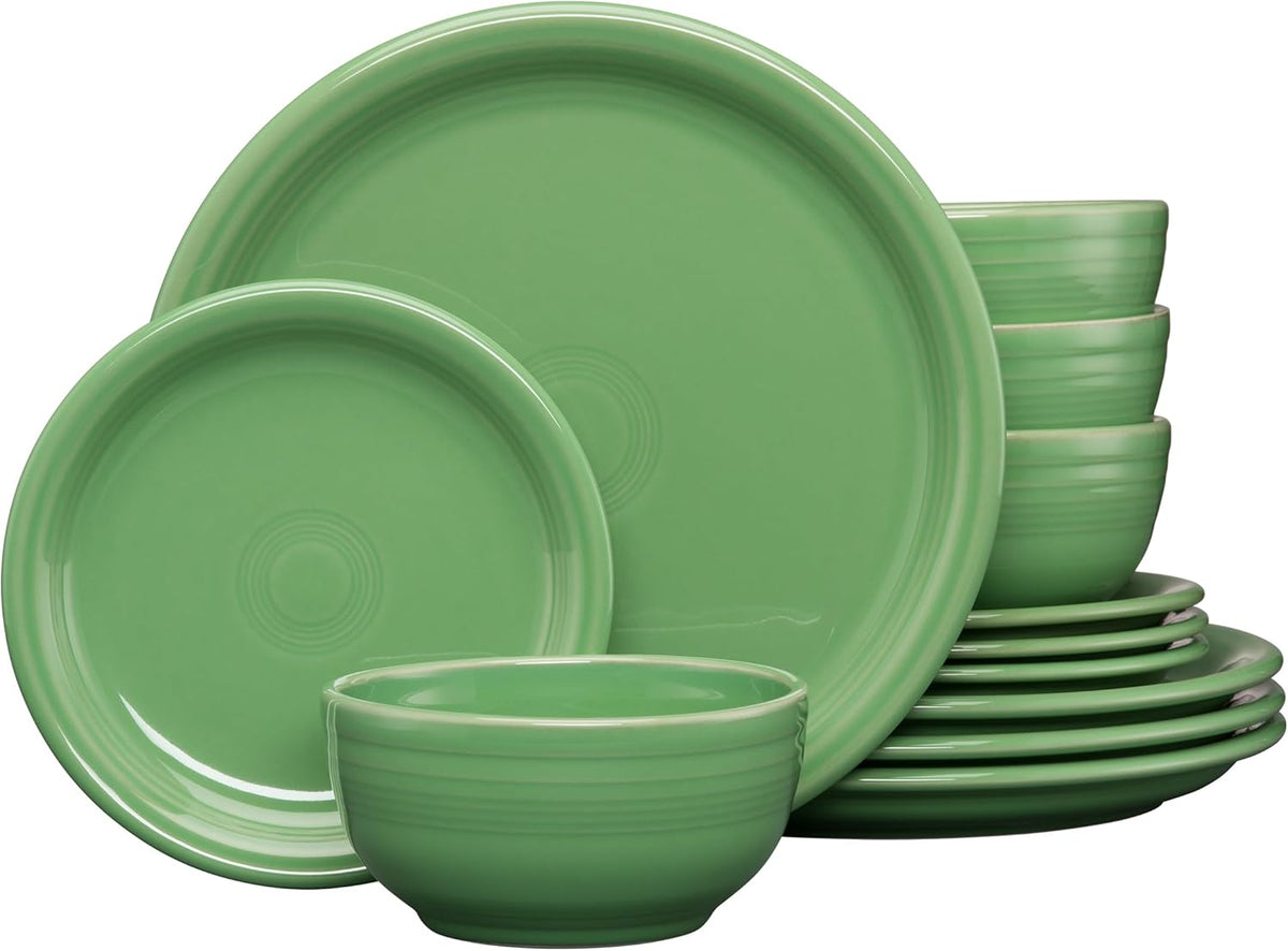 Fiesta® 12-Piece Bistro Coupe Dinnerware Set (Service for 4) – Durable Ceramic, Lead-Safe, Dishwasher/Microwave/Oven Safe – Made in USA Dinnerware - Meadow