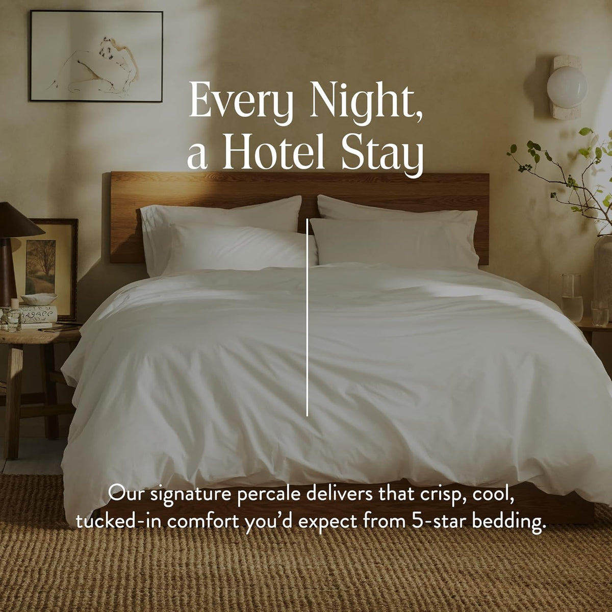 Brooklinen Luxury Percale Duvet Cover – 100% Cotton, Cool, Crisp, Extra-Long Corner Ties, Button Closure, Soft & Breathable – Machine Washable, Duvet Cover Full/Queen Bed Sizes (White)