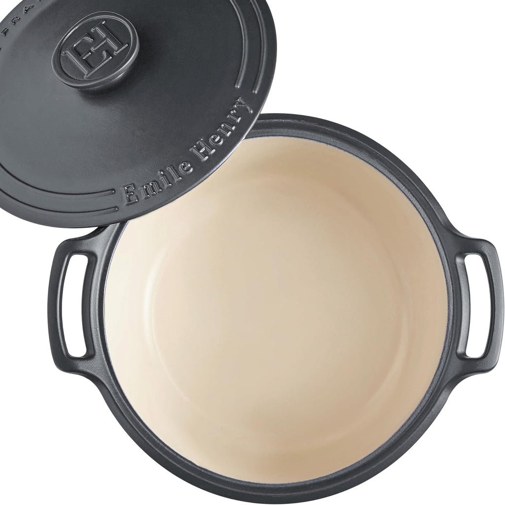 Emile Henry Made in France SUBLIME Ceramic 6 qt. Round Dutch Oven, Graphite