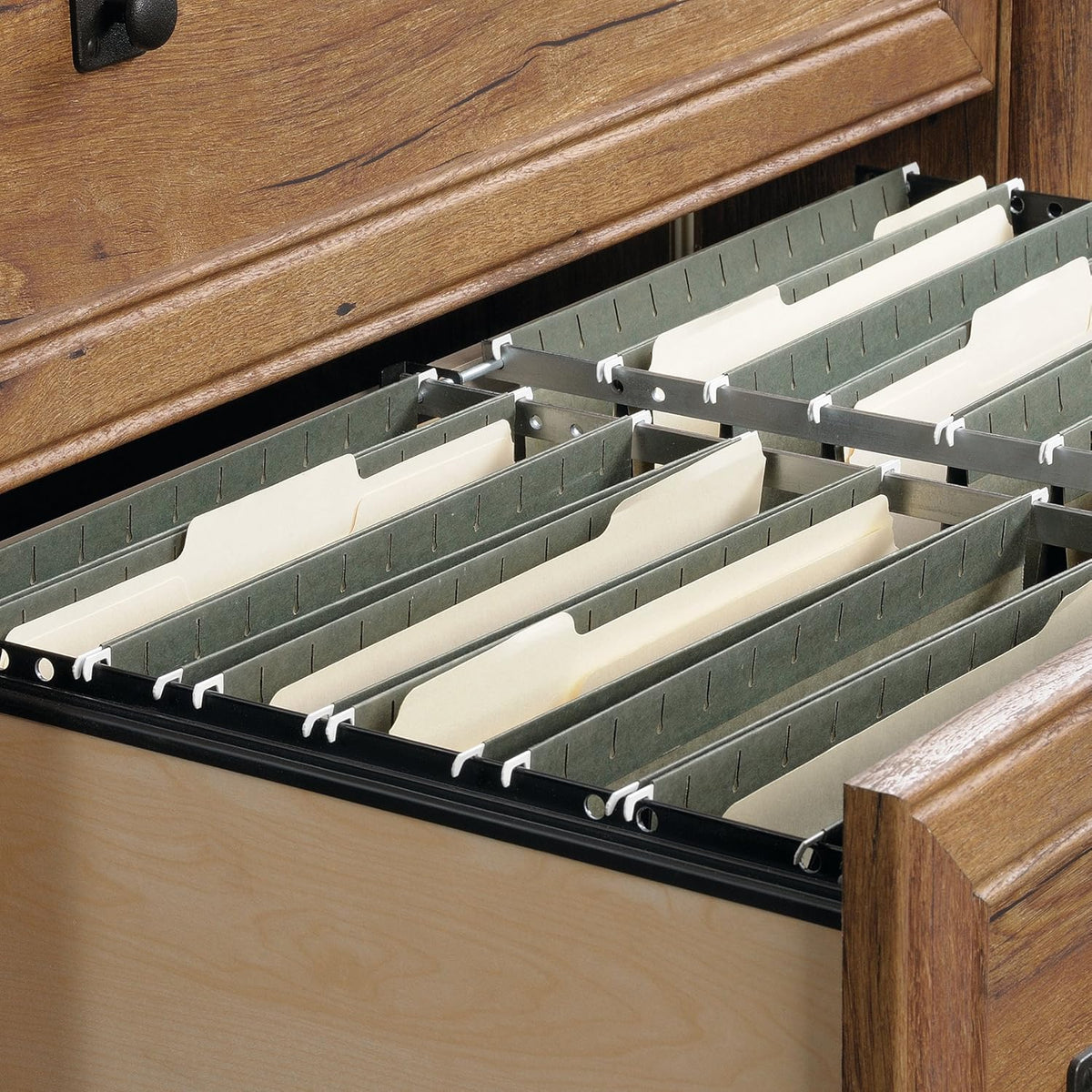 Sauder Palladia 2 Drawer File Cabinet, Lateral Filing Cabinets for Home Office, Hanging File Folders Organizer, Interlocking Drawers, in Vintage Oak Finish