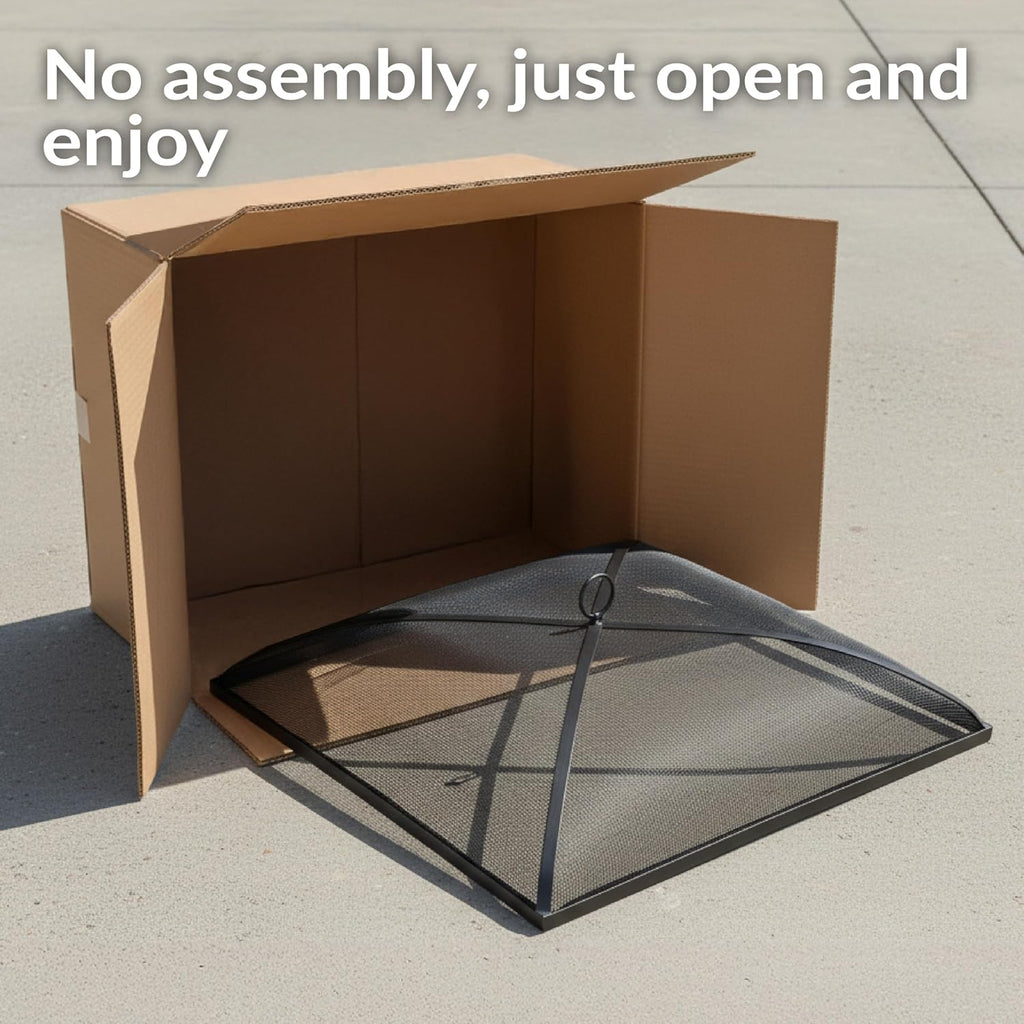 Sunnydaze Heavy-Duty Steel Mesh Fire Pit Spark Screen Cover - Outdoor Fire Pit Screen Cover - Square - Black - 36-Inch