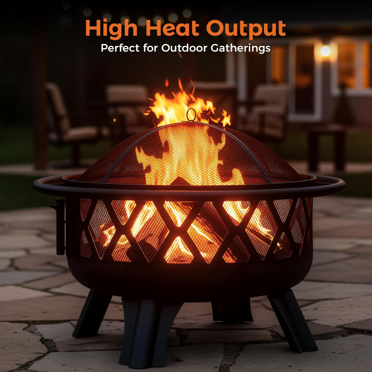 BALI OUTDOORS Outdoor Fire Pit for Wood, Portable Fire Pits for Outside Wood Burning, Patio Firepits for Outside with Grill, Spark Screens