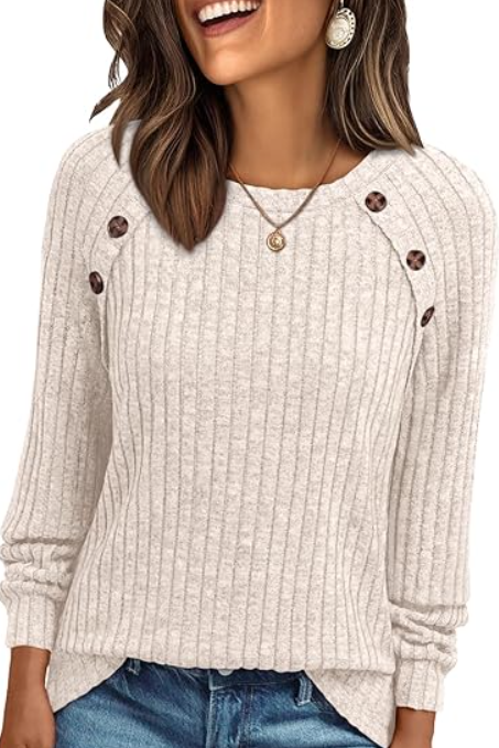 Womens Long Sleeve T Shirts Casual Tunic Work Tops Spring Plus Size Sweaters