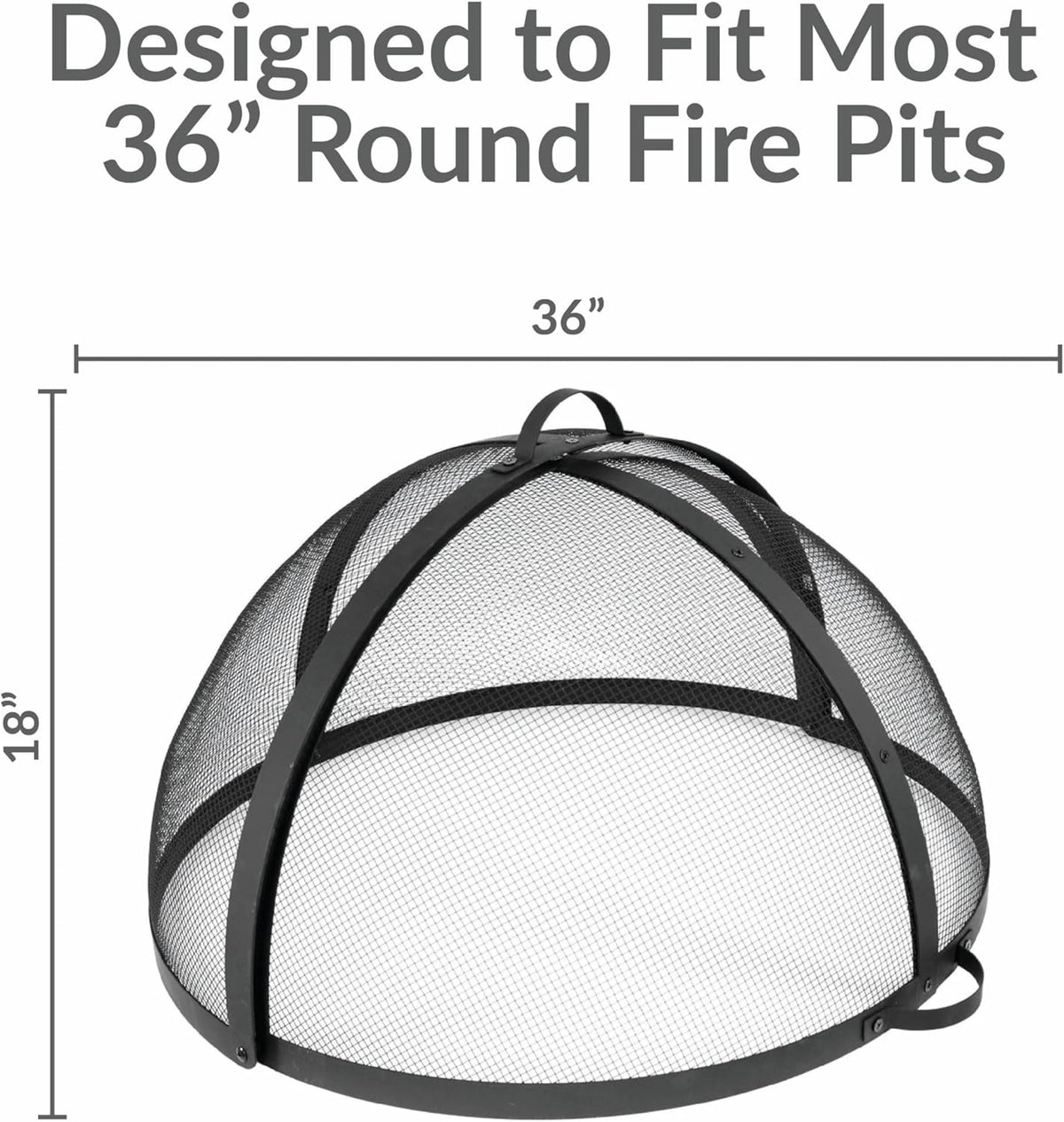 Sunnydaze Round Fire Pit Spark Screen Cover - Easy-Opening Outdoor Fire Pit Screen - Heavy‑Duty Steel Metal Mesh - 36" Diameter